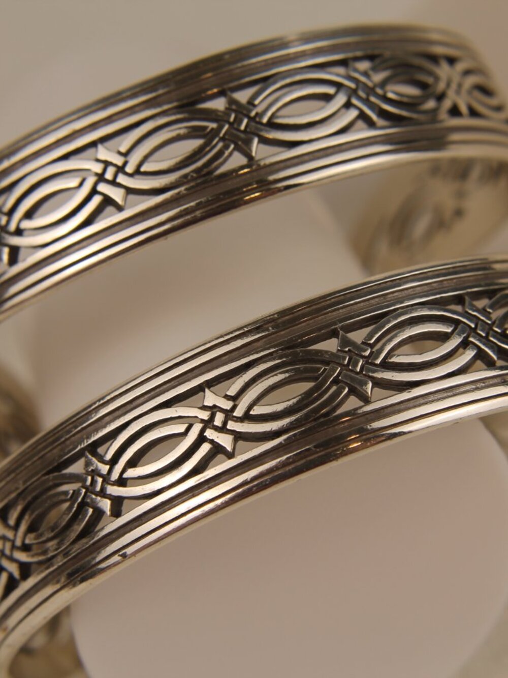 Authentic Brighton Silver-Tone Open Work Celtic Knot Open Cuff Bracelet
